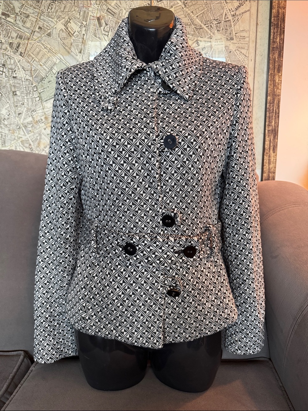 Debbie Shuchat Textured Black & White Blazer | Size 4
